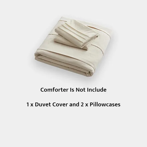 Vista 7 de Oli Anderson Funda de edredón beige tamaño King, funda de edredón plisada King, juego de ropa de cama texturizada suave y transpirable de 3 piezas