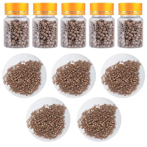 Vista 9 de 2500 extensiones de cabello con microenlaces, cuentas forradas de silicona de 0.197 in para extensiones de cabello humano con punta I Tip