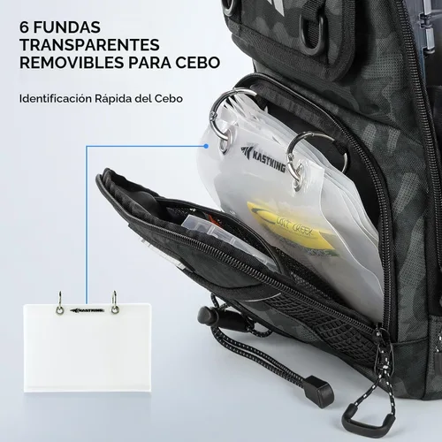 Vista 4 de KastKing Bolsa de Pesca con Eslinga BaitSpace, Mochila de Pesca con Soporte para Caña y Bebidas, Bolsa de Aparejos para Equipo de Pesca
