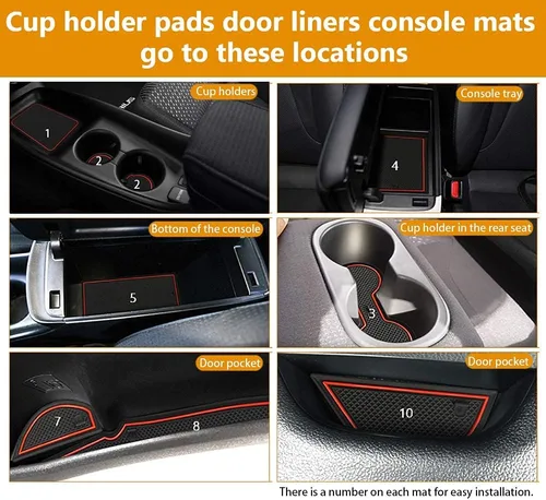 Vista 14 de Auovo Cup Holder Insert Linerts for Toyota Prius Accessories 2016-2022 Custom Fit Anti dust Mats Door Pocket Liners Cup Holder Console Mats Pads