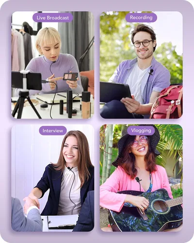 Vista 7 de PoP voice Micrófono profesional para iPhone, micrófono omnidireccional de solapa Lavalier para iPad, iPod, micrófono de condensador para grabación