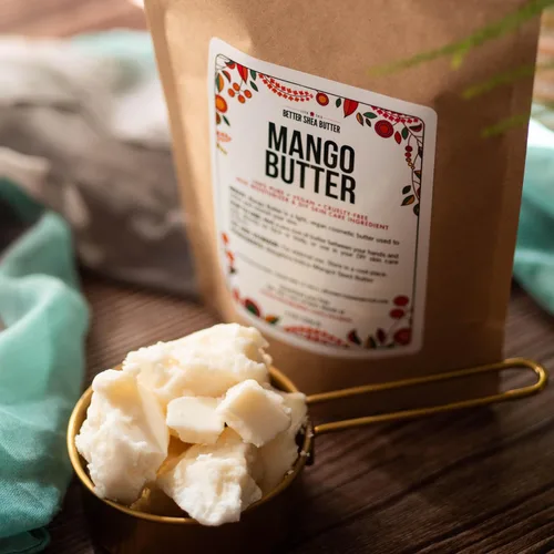 Vista 2 de Mantequilla de mango cruda - Hidratante 100% natural para la piel y el cabello - Uso con karité en mantequilla corporal batida de bricolaje, loción