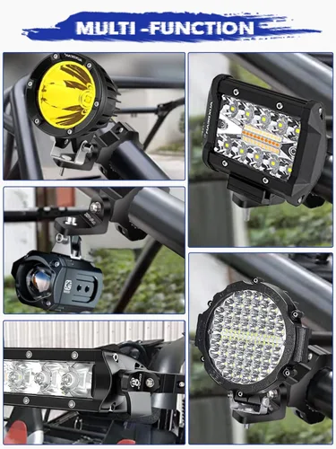 Vista 3 de ZIDIYORUO Soportes de luz 360 para UTV – Barras antivuelco de 1.75"-2", soportes de aleación de aluminio para montaje de luces LED antiniebla