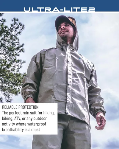Vista 6 de FROGG TOGGS Chaqueta de lluvia impermeable transpirable Ultra-lite2 de 2 capas para hombre, Caqui, XXL
