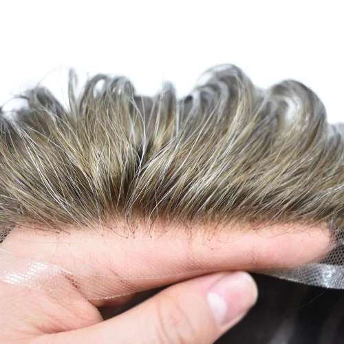 Vista 3 de Sistema de cabello de encaje francés para hombres Tupé para hombres Pieza de cabello humano real para hombres Sistema de reemplazo de cabello