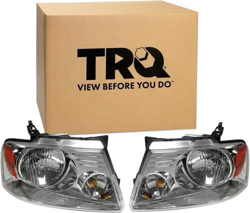 Vista 95 de TRQ Juego de Conjunto de Ensamble de Faros de 2 Piezas de Desempeño Halógeno con Marco Cromado Conductor y Lado del Pasajero Compatible con Mercedes