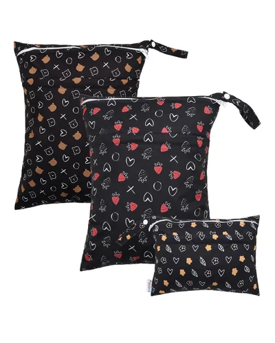 Vista 8 de ALVABABY 3 bolsas de pañales de tela para bebé de Halloween, impermeables, reutilizables, con dos bolsillos con cremallera, para viajes, playa