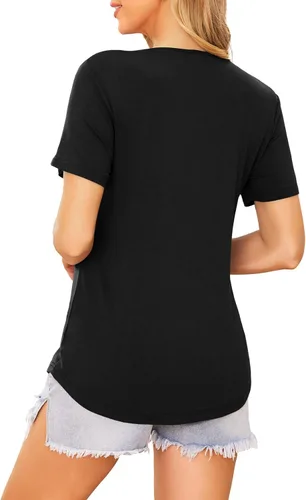 Vista 5 de Ekouaer Camisetas de lactancia de manga corta para mujer, de doble capa, tallas S-XXL