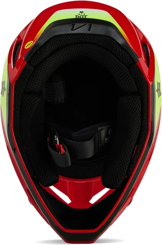 Vista 5 de Fox Racing Casco de motocross unisex V1, rojo fluorescente, talla L
