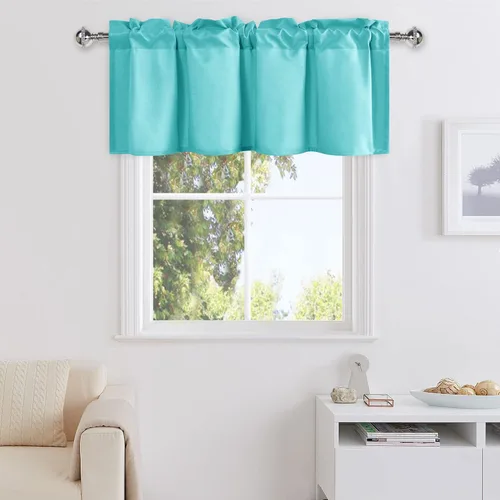 Vista 21 de DWCN Cenefa para ventanas, cenefa de cortina de cocina, cenefa corta sólida, con bolsillo para barra, cortinas para ventana de baño/sótano, 1 panel