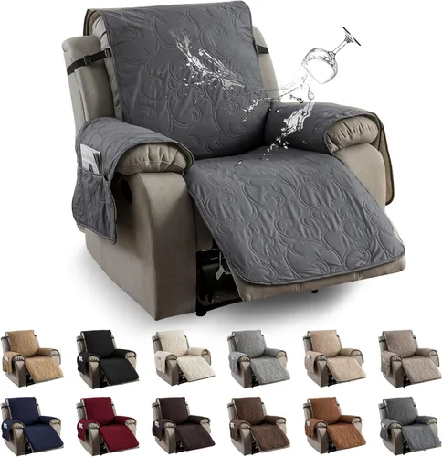 Vista 13 de Funda reclinable 100% impermeable para sofá biplaza, 4 piezas divididas para sofá reclinable de 2 asientos, funda de sofá reclinable antideslizante