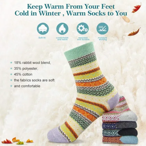 Vista 4 de FYC Calcetines de invierno para mujer cálidos de lana suave y gruesa regalo de Navidad acogedores