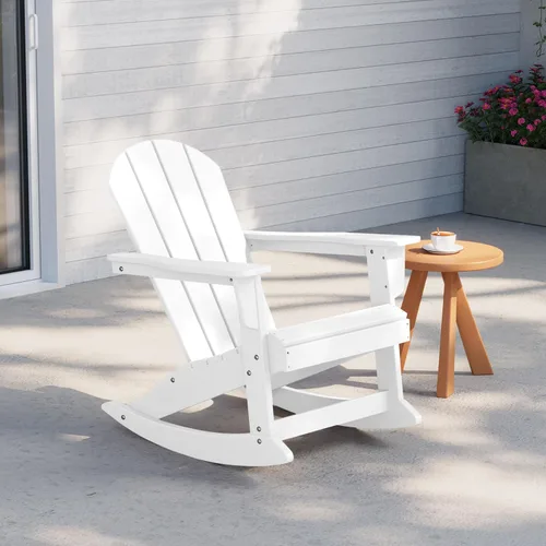 Vista 43 de WestinTrends Malibu Silla mecedora de polietileno Adirondack para exteriores/patio, azul marino