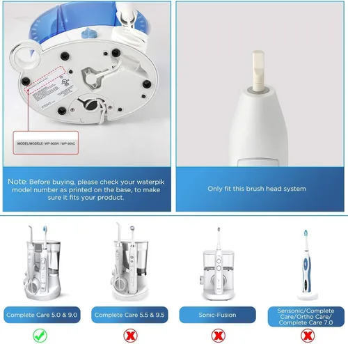 Vista 3 de Cabezales de repuesto para cepillo de dientes Waterpik Complete Care 5.0/9.0 (CC-01/WP-861), STRB-4WW, (paquete de 4, blanco)