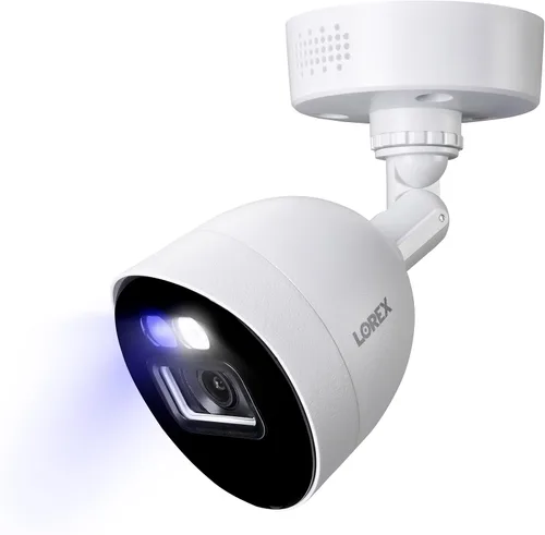 Vista 3 de Lorex Cámara de seguridad inteligente CVI 4K Ultra HD para interiores y exteriores, con cable, de disuasión, con visión nocturna a color, luces LED