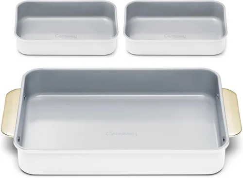 Vista 30 de Caraway Sartén rectangular de cerámica antiadherente de 9 x 13 pulgadas, revestimiento de cerámica naturalmente resbaladizo, no tóxico, libre
