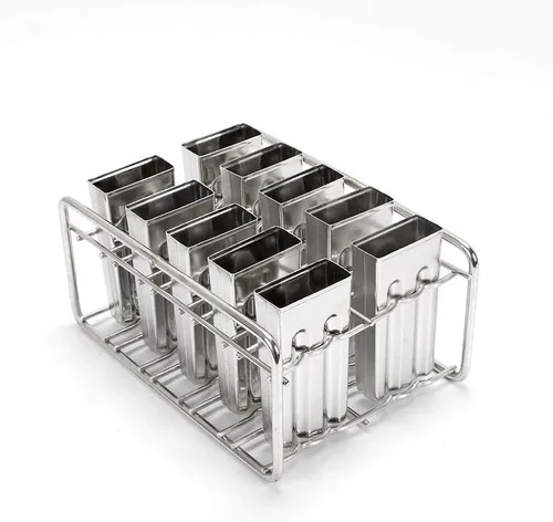 Vista 3 de 10 moldes para palitos de helado, moldes de helado congelado de acero inoxidable, bandeja para congelador, soporte para palitos de helado comercial