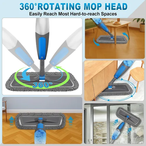 Vista 9 de BPAWA Trapeadores en aerosol para limpieza de suelos: mopa de microfibra húmeda y seca para pisos de vinilo de madera laminada de madera dura con 3