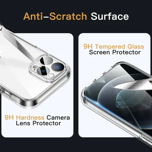 Vista 6 de JETech Funda 5 en 1 para iPhone 12 Pro Max, antiamarilleo, transparente