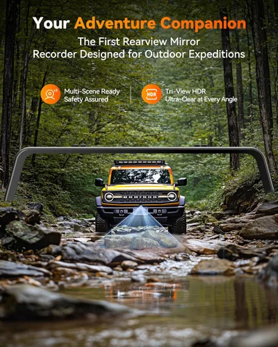 Vista 3 de WOLFBOX G900 Tripro Bumper Versión 3 Canal 4K Espejo Dash Cam, 8MP STARVIS 2 IMX678 Visión Nocturna, 4K+2.5K+1080P Dash Cam de Parachoques Delantero