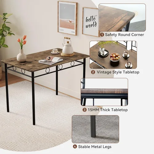 Vista 5 de Vipbear Juego de mesa de cocina de 5 piezas, juego de mesa de comedor para 4, juegos de mesa de comedor con 4 sillas, juego de mesa de cocina