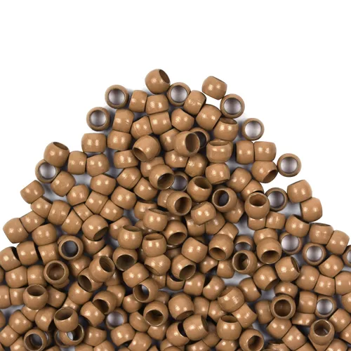 Vista 5 de 200 cuentas nano de 0.118 pulgadas (0.118 in), microenlaces de cobre, nano anillos, cuentas de cabello para extensiones de cabello (rubio oscuro)