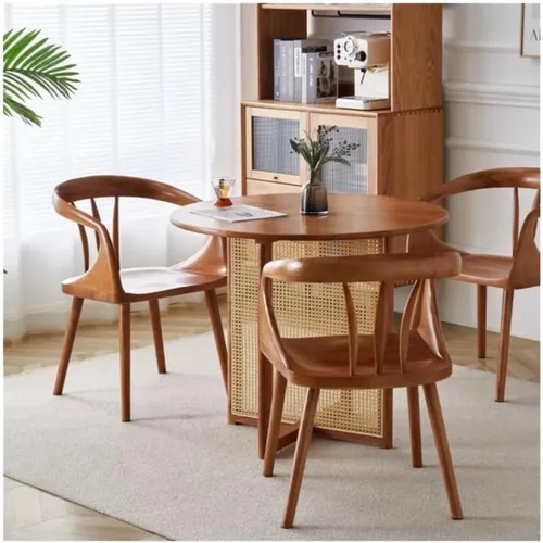 Vista 6 de Sillas de comedor, moderna silla de comedor de madera maciza con reposabrazos - Muebles de cocina y sala de estar, Sillas para comedor (color cereza)