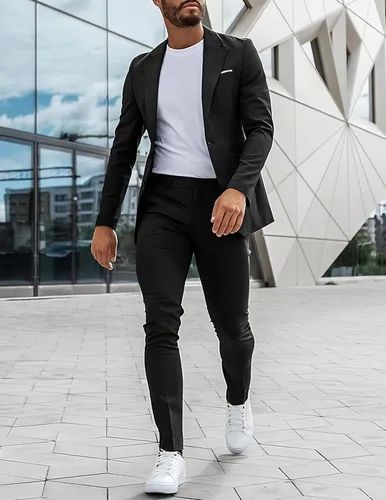 Vista 2 de Coofandy - Chaquetas de traje casuales para hombre, blazer liviano, abrigos deportivos de un botón