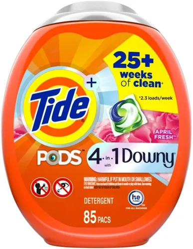 Vista 19 de Tide PODS con detergente líquido Downy, April Fresh, 12