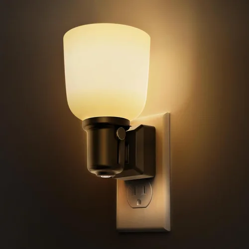Vista 9 de L LOHAS LED Luces Nocturnas que se Enchufan a la Pared, Luz Nocturna que Cambia de Color con Enchufe Giratorio, Varilla de Metal con Bola
