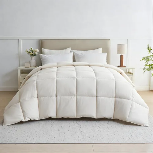 Vista 11 de puredown Edredón de plumas de ganso, relleno de edredón, edredón con refuerzo ultra suave y sin ruido, ropa de cama de calidez media