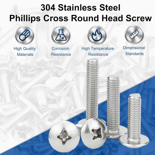 Vista 3 de MroMax Tornillos de máquina M2.0.197 x 0.157 in Tornillos Phillips Cross Truss Head Tornillo 304 Pernos de sujeción de acero inoxidable 15pcs