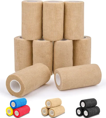 Vista 13 de AZEN Paquete de 18 vendajes autoadhesivos, vendaje elástico adhesivo de 4" X 5 yardas, cinta adhesiva atlética de color, cinta adhesiva