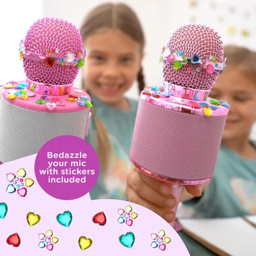 Vista 3 de Move2Play, Micrófono de karaoke para niños, incluye calcomanías y Bluetooth, regalo de cumpleaños para niños, juguete para niñas de 2, 3, 4, 5, 6