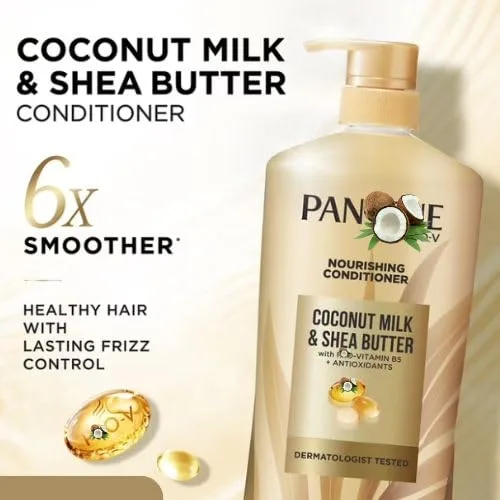 Vista 3 de Acondicionador de leche de coco y manteca de karité, 38.2 onzas líquidas, acondicionador de humedad profunda para cabello rizado, ondulado y seco