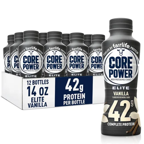 Vista 13 de Fairlife Core Power Elite - Batido de leche de alto contenido proteico 1.48 oz, sabor a fresa, botellas de 14 onzas (12 unidades)