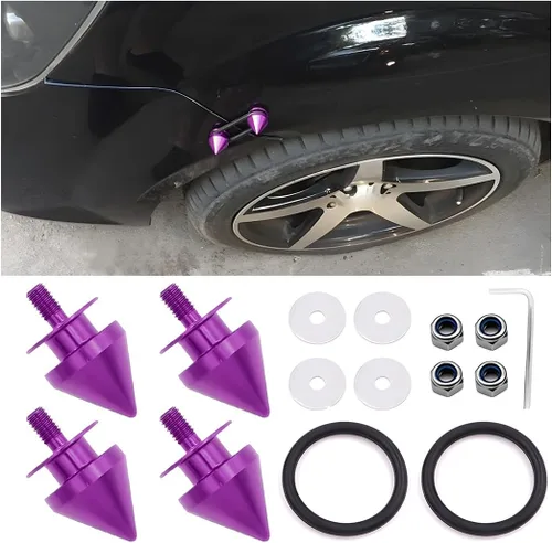 Vista 8 de AUCELI 4 piezas de kits de liberación rápida para parachoques de coche, kits de fijación de placas ajustadas de parachoques delanteros y traseros