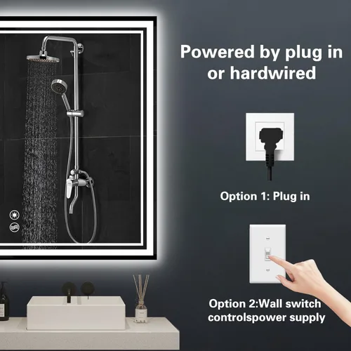 Vista 7 de Paquete de 2 espejos LED de baño de 24 x 32 pulgadas, espejo LED sin niebla para baño, regulable, 3 colores, espejo de baño con luces, espejo