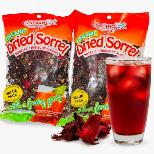 Vista 3 de Sémaj - Flor de acedera seca/rosela/hibisco, hojas de acedera secas orgánicas (8 onzas, 8.04 oz) paquete económico con especias enteras, hoja