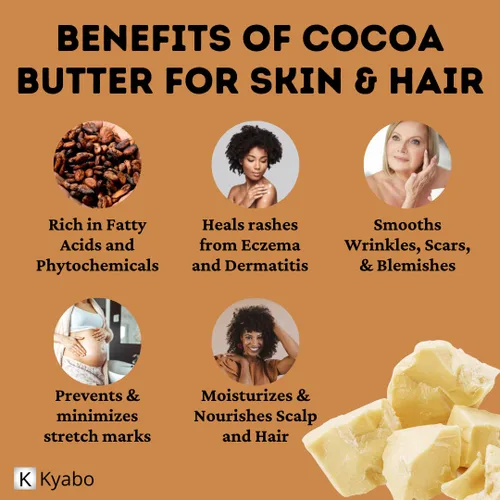 Vista 6 de Manteca de cacao natural y sin refinar, utilizada para estrías, bálsamos labiales, mantequilla corporal, no desodorizada, 100% pura, fresca Kyabo