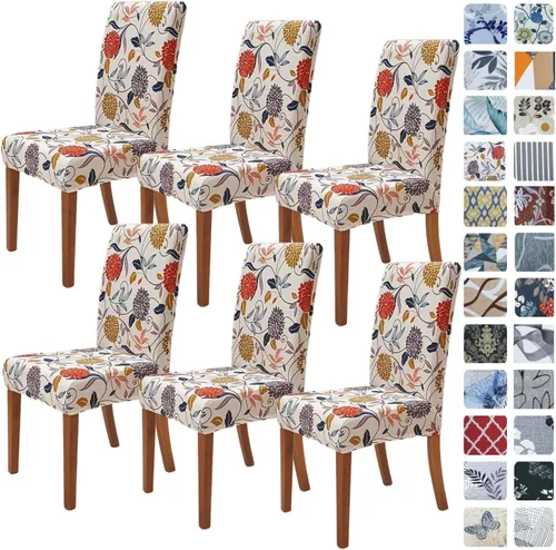 Vista 29 de SPRINGRICO Fundas navideñas para sillas de comedor, paquete de 6, fundas elásticas para sillas de comedor, fundas para sillas Parsons de cocina