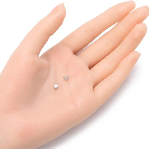 Vista 2 de Adabele Collar con dije de plata de ley auténtica de 4mm y 6mm, dije pequeño redondo de circonita cúbica, piedra de nacimiento, bisel colgante