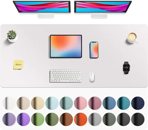 Vista 117 de Aothia - Protector de escritorio de cuero sintético, base para mouse y cubierta antideslizante, superficie impermeable para laptop y escritura