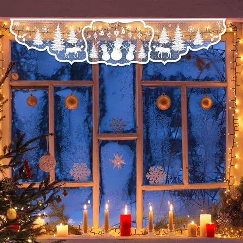 Vista 7 de Bufanda de chimenea de Navidad de 20 x 90 pulgadas, paño para chimenea, muñeco de nieve blanco, decoración de árbol de Navidad, cubierta de mantel