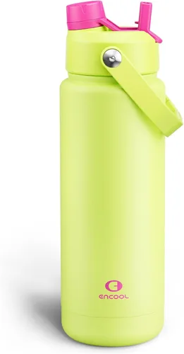 Vista 102 de Botella de agua aislada con popote para niños, botella de agua de acero inoxidable de 12 onzas con boquilla doble, a prueba de fugas, sin BPA, al