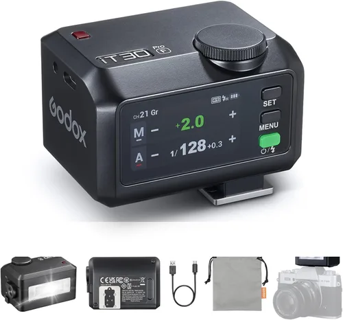 Vista 9 de Godox iT30Pro O iT30Pro-O Flash para Olympus, 2.4G Mini Olympus Flash HSS 1/8000s, pantalla táctil a todo color de 2.8", 560 destellos de potencia