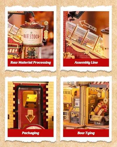 Vista 5 de ROKR Rompecabezas 3D de madera para adultos - Kit de modelo mecánico de fábrica de regalo con música y luces, 449 piezas de rompecabezas de madera