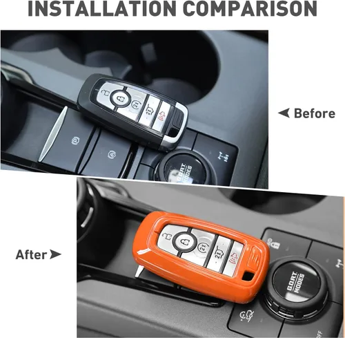 Vista 2 de para Ford Bronco/Sport Carcasa de Llavero, Funda Protectora de Llaves Compatible con Ford Bronco/Sport 2021 2022 2023 (ABS, Naranja)