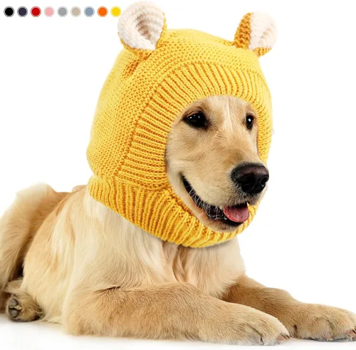 Vista 17 de Orejeras silenciosas para perros, cuello de 14.96 pulgadas, protectores auditivos para perros, protección contra ruido, gorro de punto envolvente