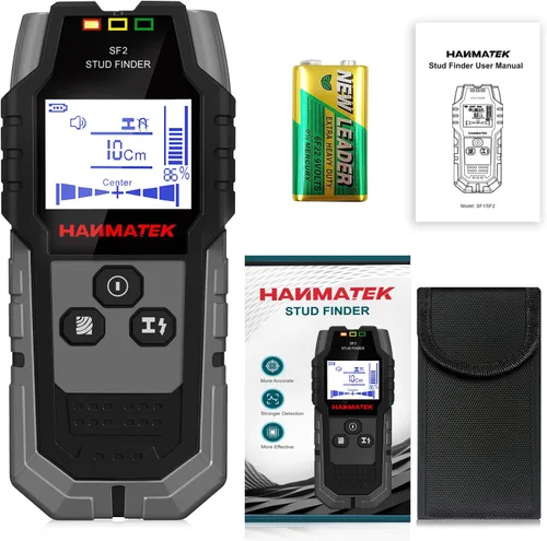 Vista 8 de HANMATEK Escáner de Pared Detector de Pernos con Sensor Inteligente Pro, Alarma de Audio y Pantalla LCD HD, Herramienta de Detector de Pernos 5 en 1